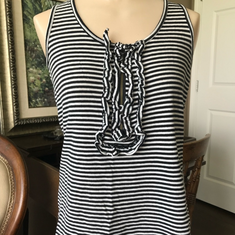 Ruby Cho boutique tank black & white ruffle medium